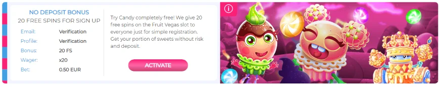 Candy Casino sign up bonus