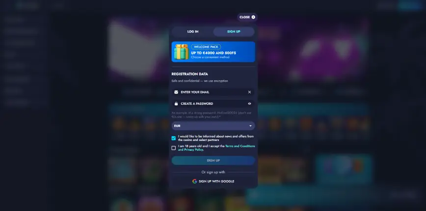 Registration at Hotline Casino