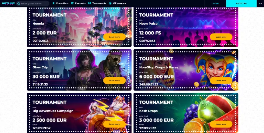 Tournaments and Races at Hotline Casino