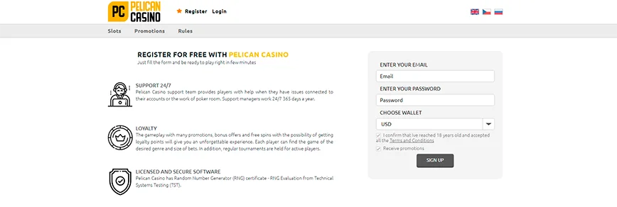 Registro no Pelican Casino Online