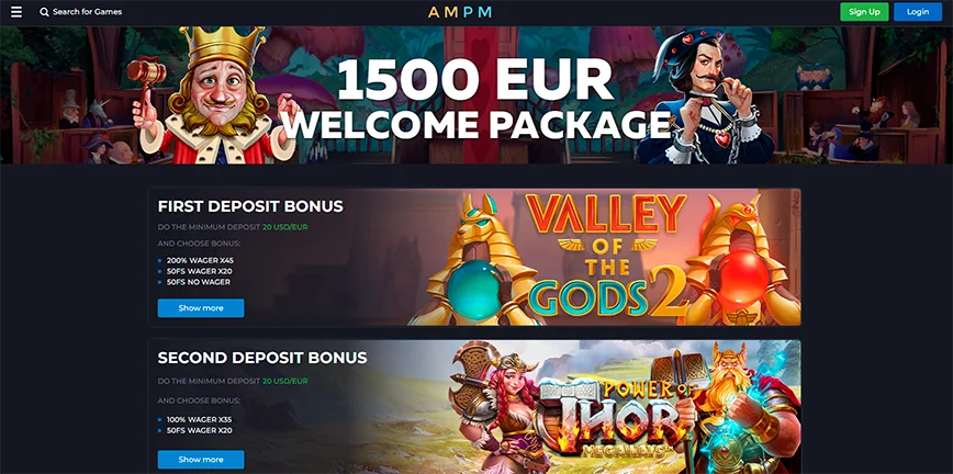 AMPM Casino Welcome Bonuses