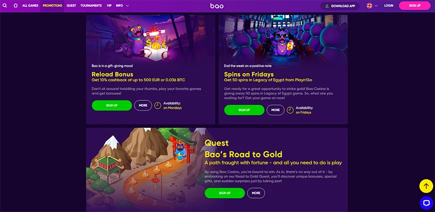 Otras promociones en Bao Casino