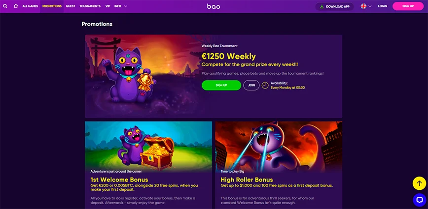 Promotions and Bonuses at Bao Casino