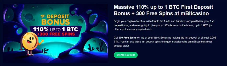 First deposit bonus at mBitCasino