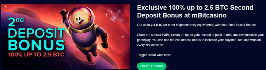 Second deposit bonus at Mbit Casino