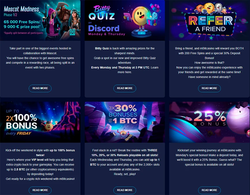 Other promotions at mBitCasino