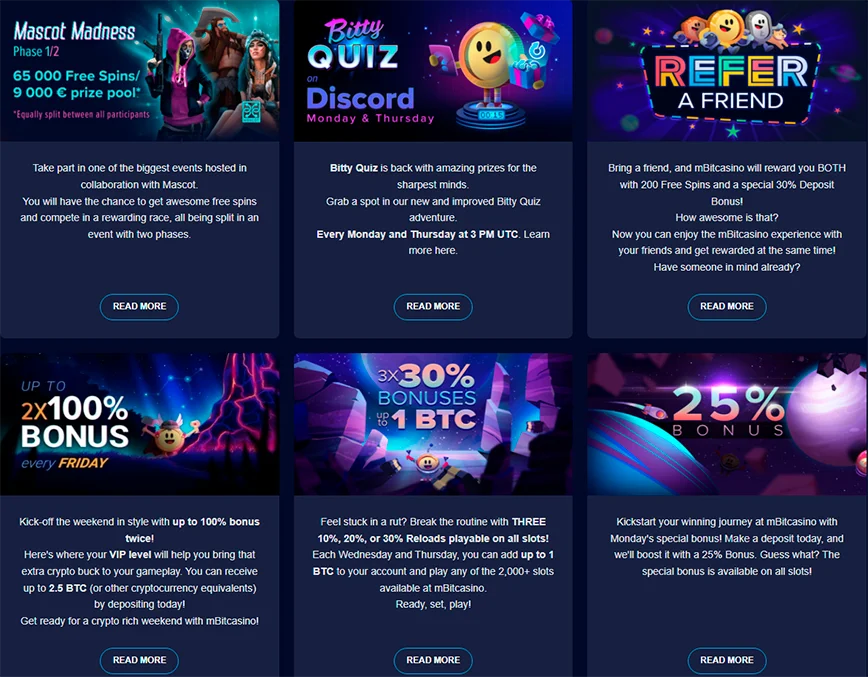 Outras promoções no mBitCasino