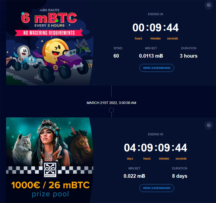 Tournaments and Races at Mbit Casino