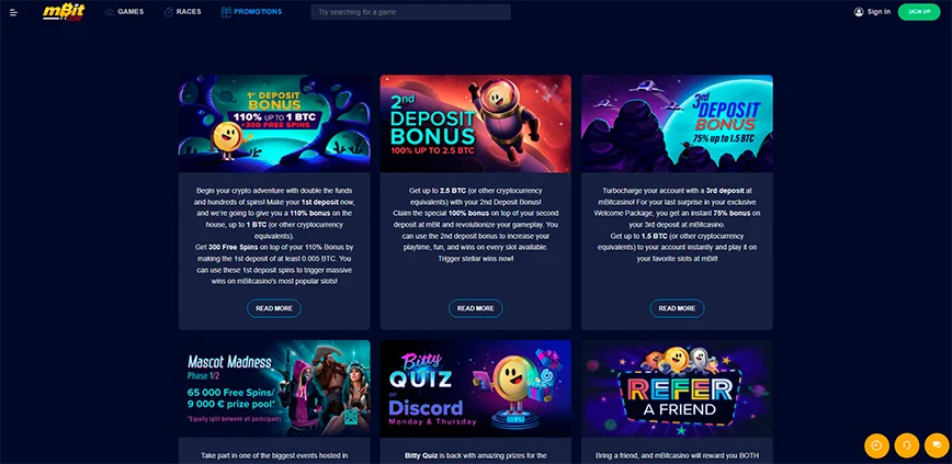 Promotions and Bonuses at MbitCasino