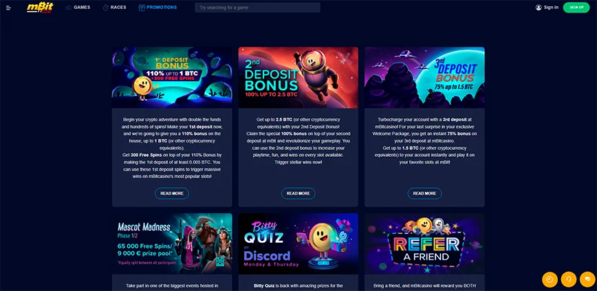 Promotions et bonus chez MbitCasino