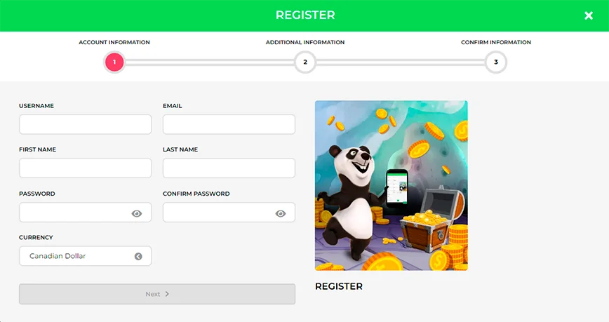 Registro en Fortune Panda Casino