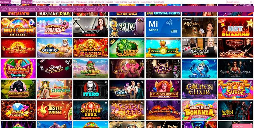 Juegos y proveedores en SlottoJAM Casino