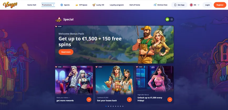 Promotions and Bonuses at V.Vegas Casino