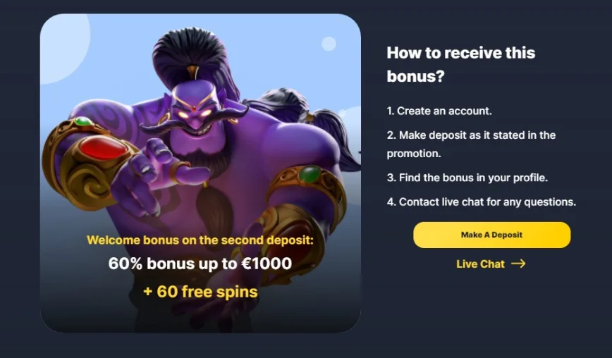 Second deposit bonus at Vipslot.club casino