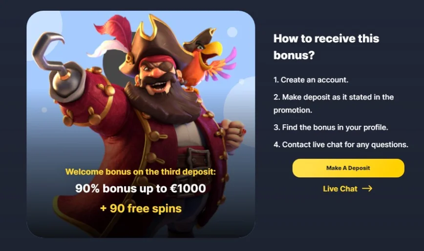 Third deposit bonus at Vipslot.club casino