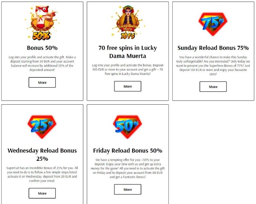 Other Promotions at SuperCat Casino