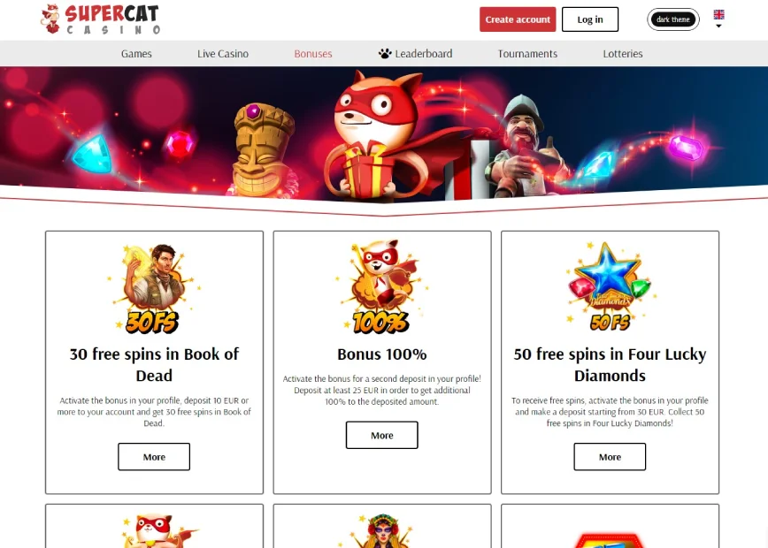 Promotions and Bonuses at SuperCat casino