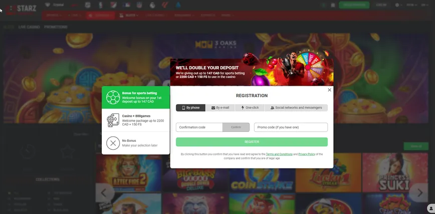 Registration at 888starz.bet Casino 
