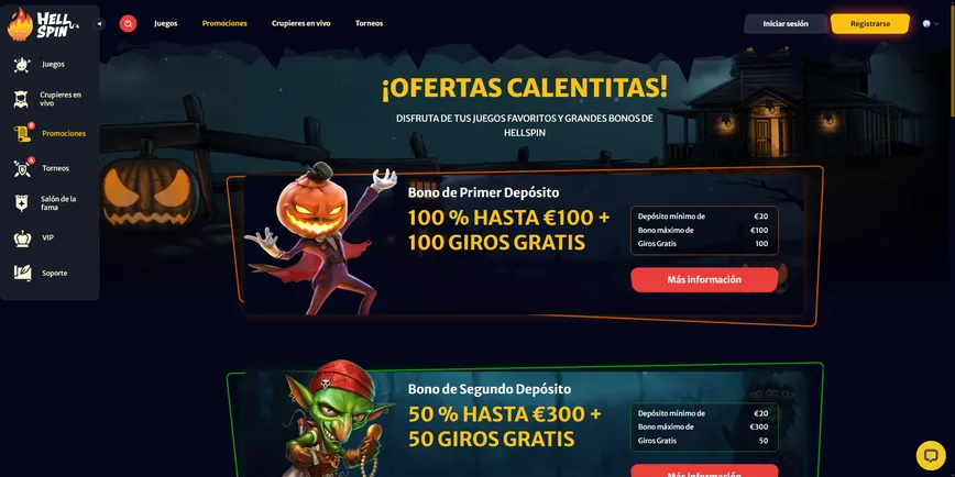 Promociones y bonos en Hell Spin Casino