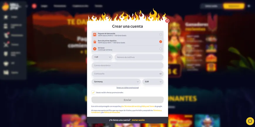 Inscripción en Hell Spin Casino