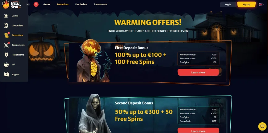 Promotions and Bonuses at Hell Spin Casino