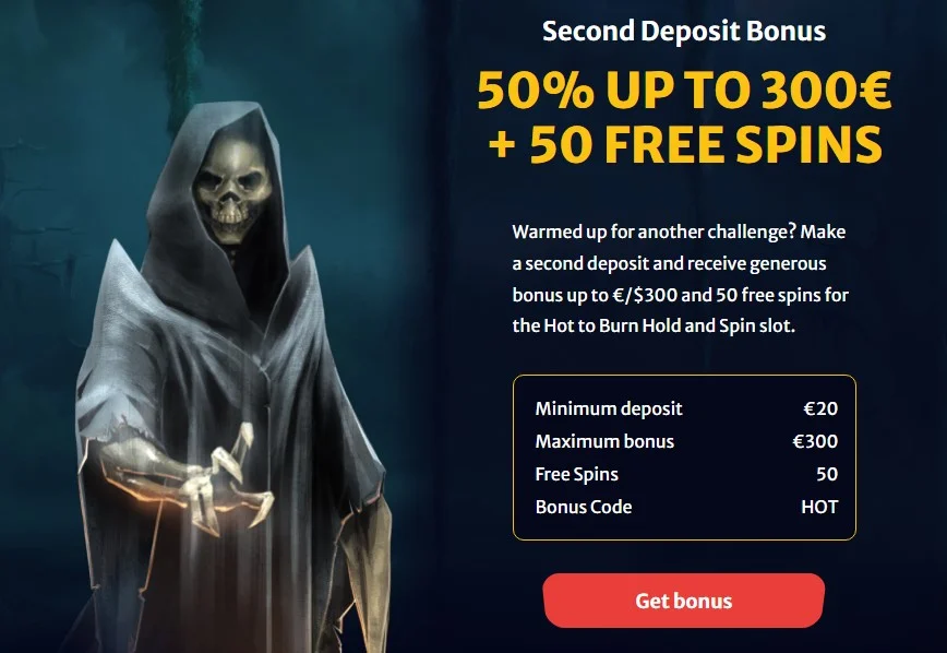 Second deposit bonus at HellSpin casino