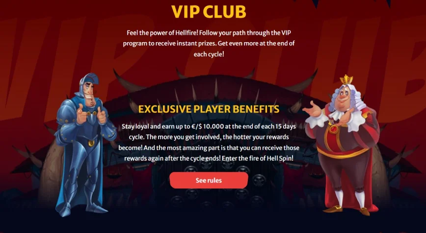 Programme VIP au Hell Spin Casino