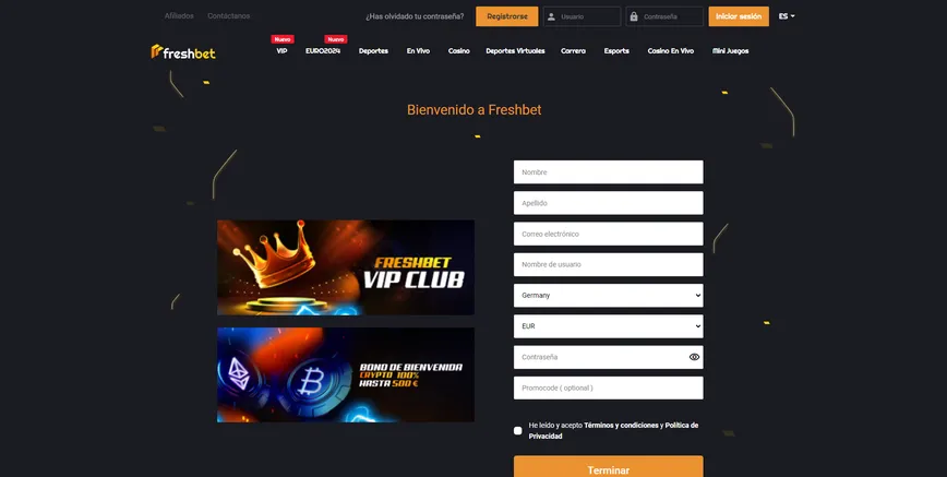 Registro en Freshbet Casino