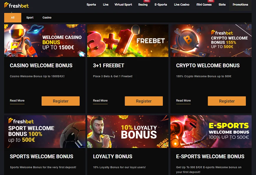 Promotions and Bonuses at Freshbet Casino