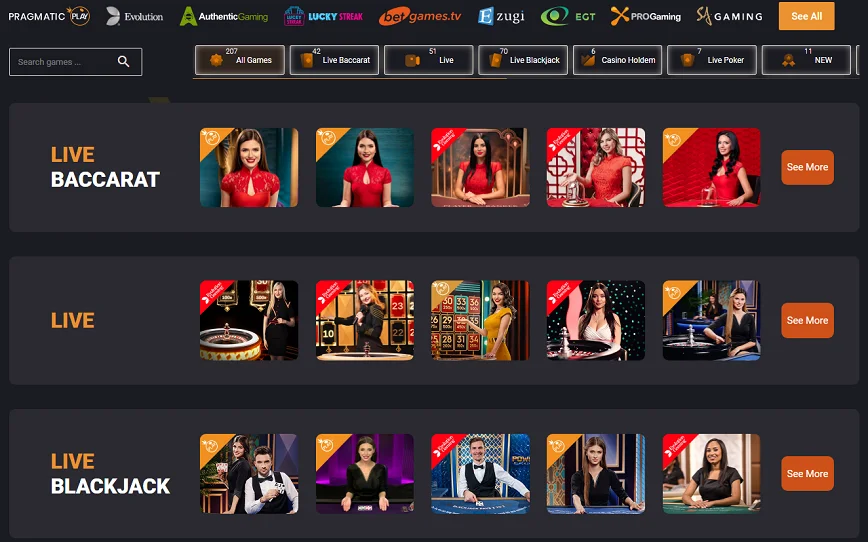 Live Dealer Casino Games at Freshbet Casino