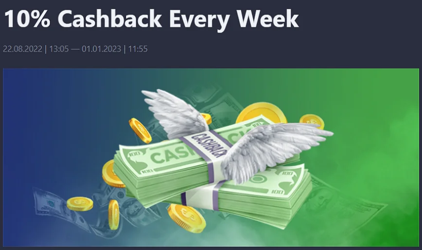 10% Cashback Every Week