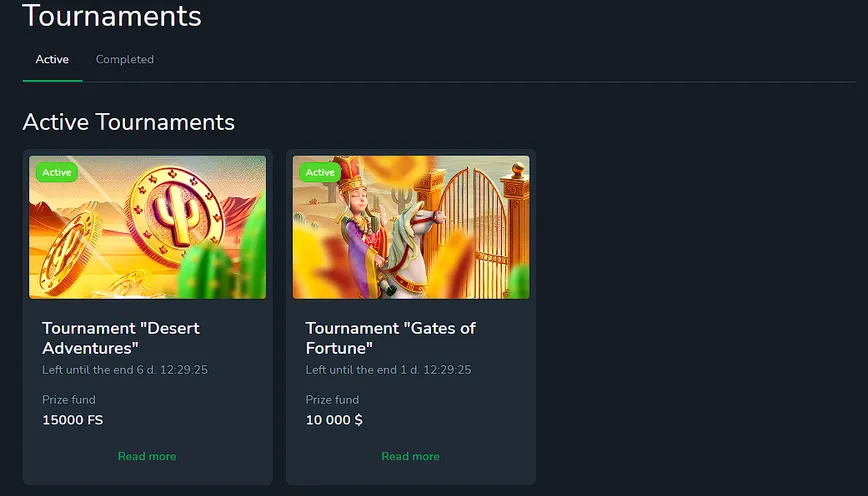 Tournaments and Races at Cactus casino