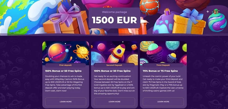 Welcome Bonus at MilkyWay Casino