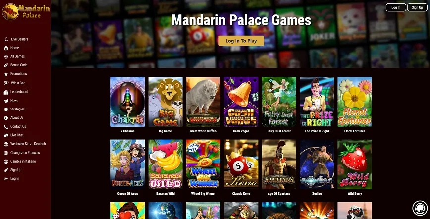 Jeux de casino Mandarin Palace