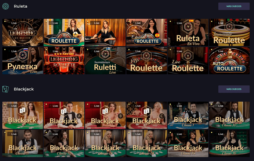 Juegos en vivo en Izzi Casino