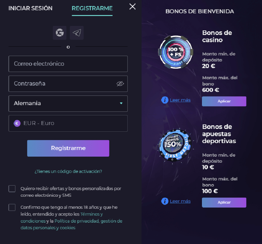 Registro en Izzi Casino
