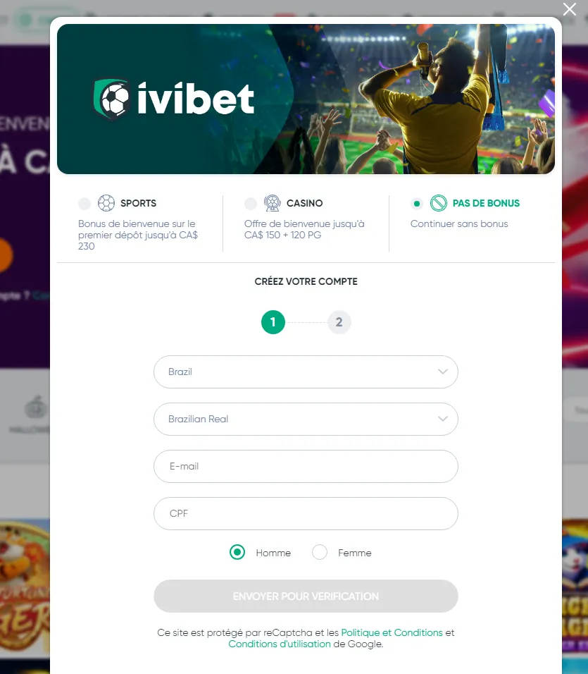 Registro no Ivibet Casino