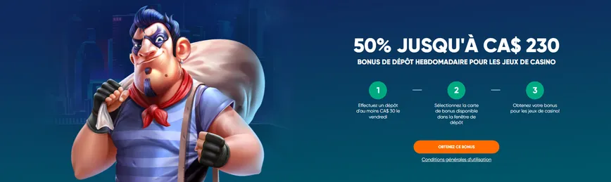 BONUS DE RECHARGE HEBDOMADAIRE chez Ivibet Casino