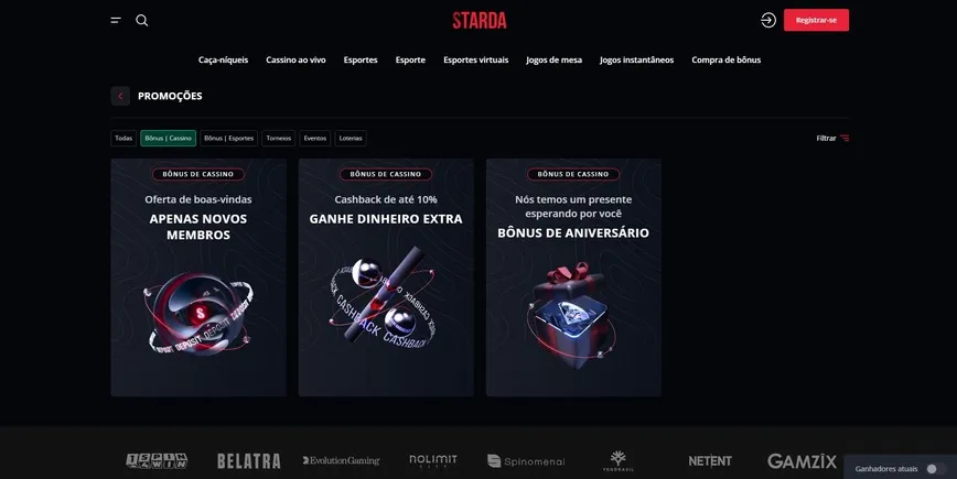 Promoções e bônus no Starda Casino