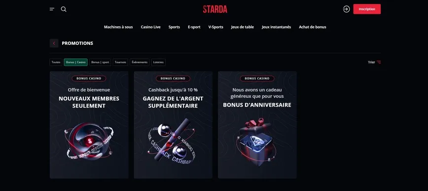 Promotions et bonus au Starda Casino