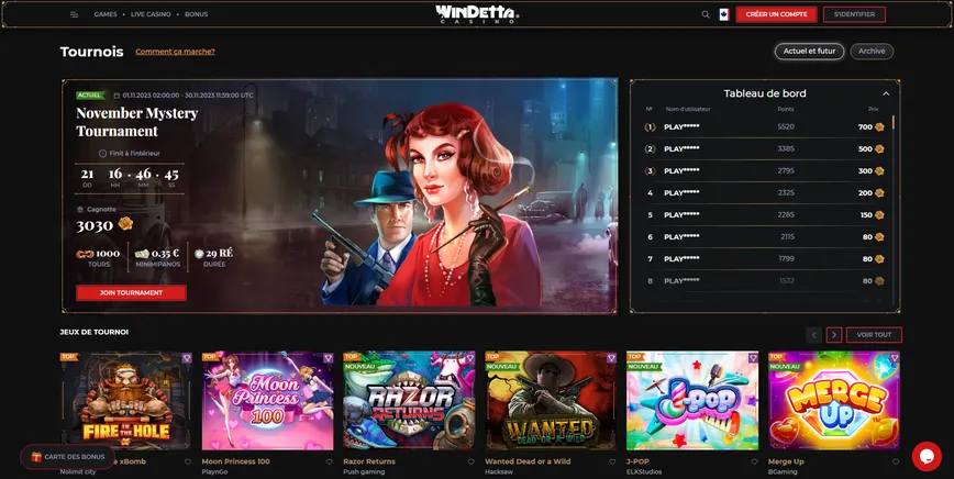 Tournois et courses au Windetta Casino