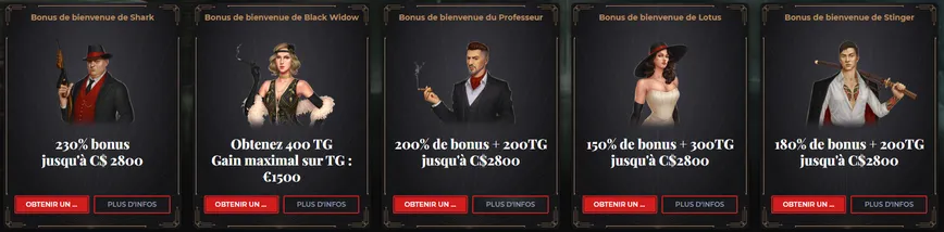 Bonus de bienvenue du casino Windetta