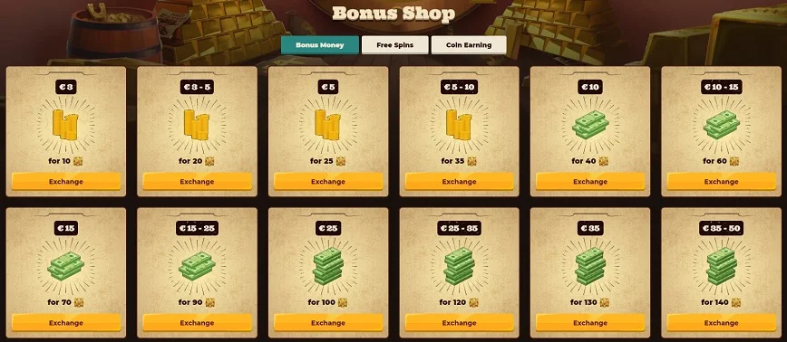 Bonus Shop at Smokace Casino