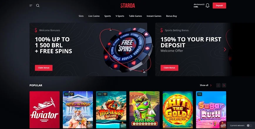 Strada Online Casino Home Page