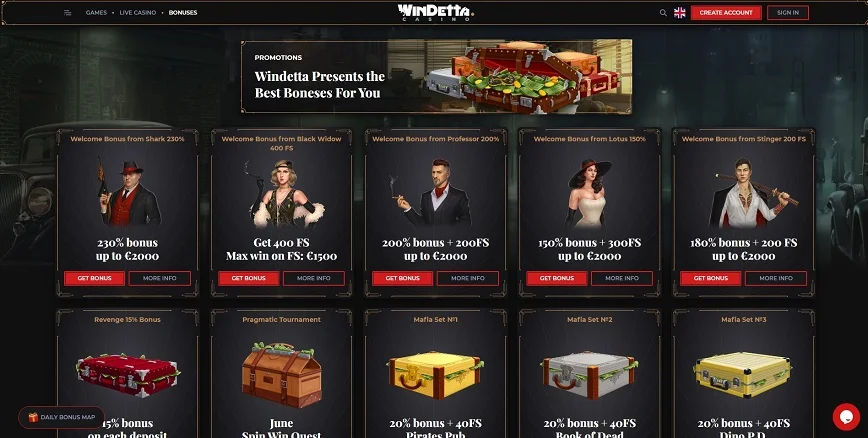 Promotions and Bonuses at Windetta Casino