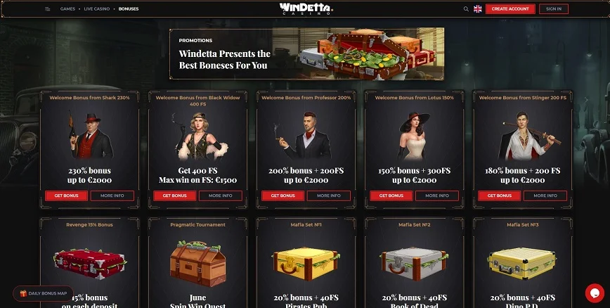 Promociones y bonos en Windetta Casino