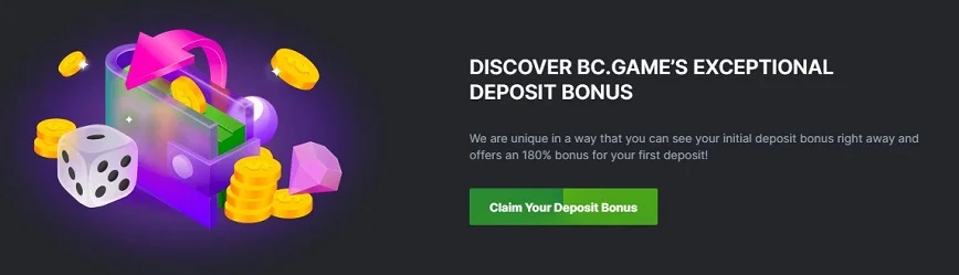 First deposit bonus at BC GAME Casino