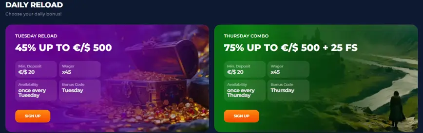 Daily Reload Bonus at AXE Casino