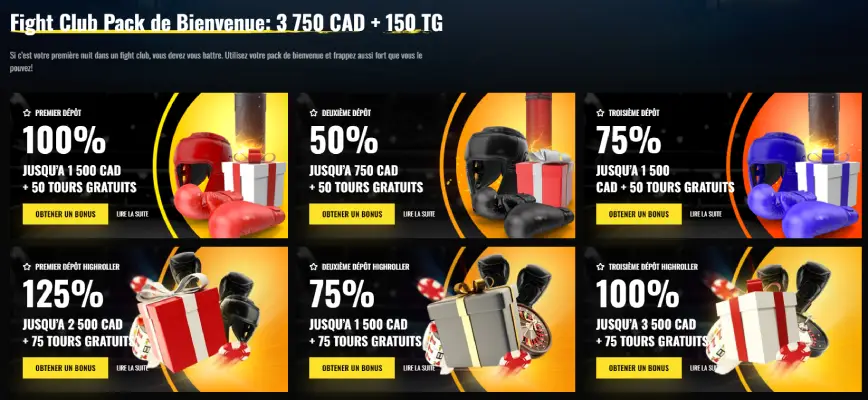 Promotions et bonus au Fight Club Casino