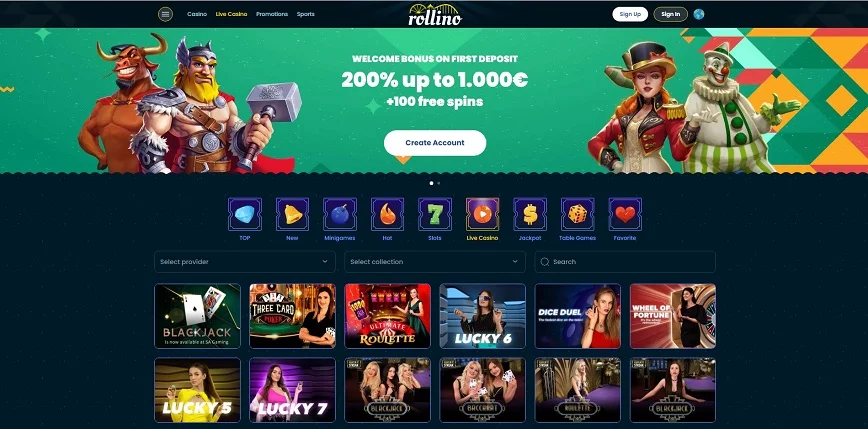 Juegos de Casino en Vivo en el Casino Rollino